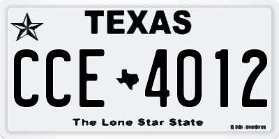 TX license plate CCE4012