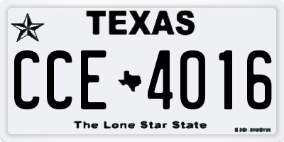 TX license plate CCE4016