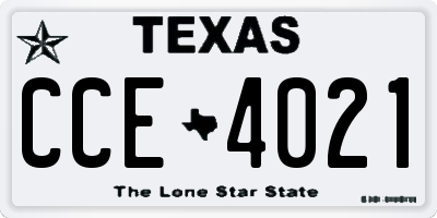 TX license plate CCE4021