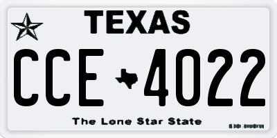 TX license plate CCE4022