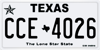 TX license plate CCE4026