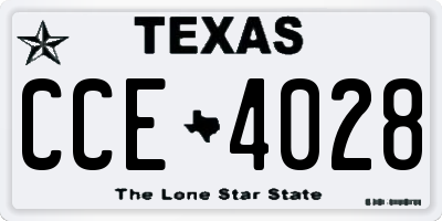 TX license plate CCE4028