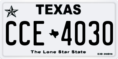 TX license plate CCE4030