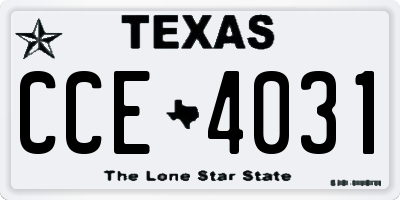 TX license plate CCE4031