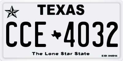 TX license plate CCE4032