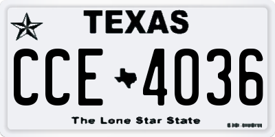 TX license plate CCE4036