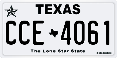 TX license plate CCE4061
