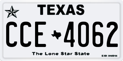 TX license plate CCE4062