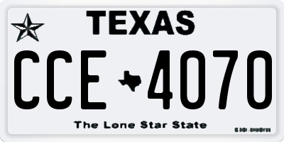 TX license plate CCE4070