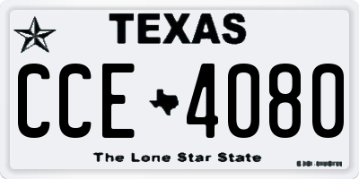 TX license plate CCE4080