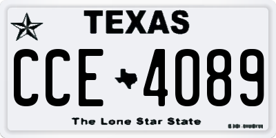 TX license plate CCE4089