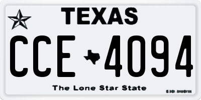TX license plate CCE4094