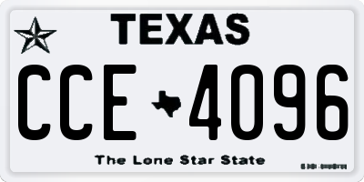 TX license plate CCE4096