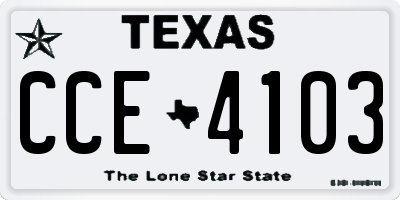 TX license plate CCE4103