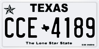 TX license plate CCE4189