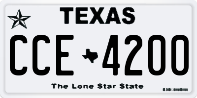TX license plate CCE4200