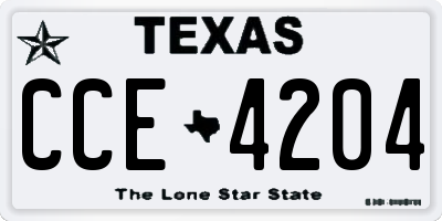 TX license plate CCE4204