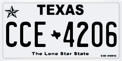TX license plate CCE4206