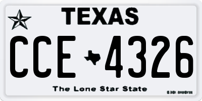 TX license plate CCE4326