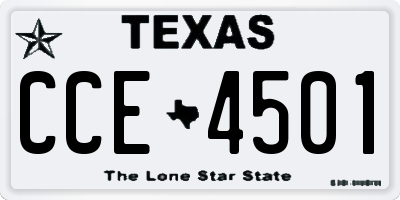 TX license plate CCE4501