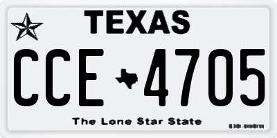 TX license plate CCE4705