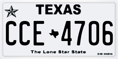 TX license plate CCE4706