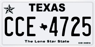 TX license plate CCE4725