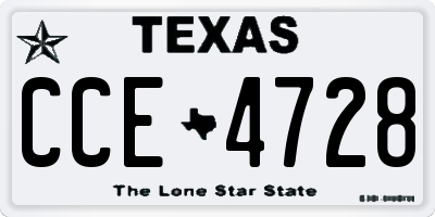 TX license plate CCE4728