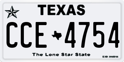 TX license plate CCE4754