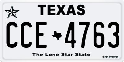 TX license plate CCE4763