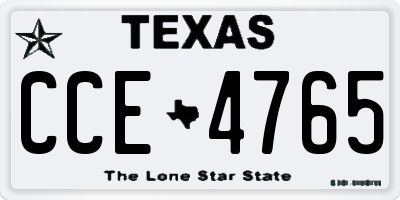 TX license plate CCE4765