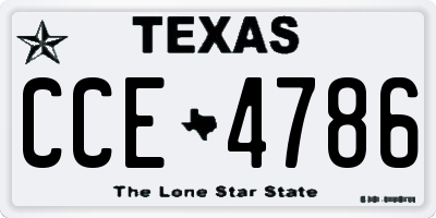 TX license plate CCE4786