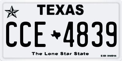 TX license plate CCE4839