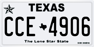 TX license plate CCE4906