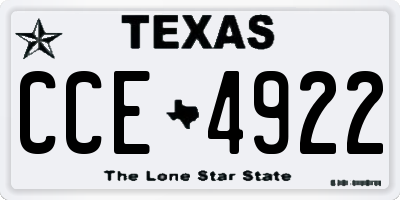 TX license plate CCE4922