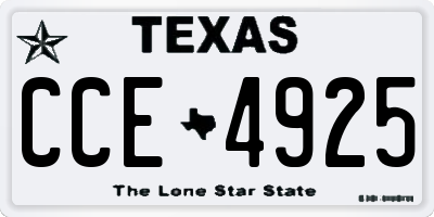 TX license plate CCE4925
