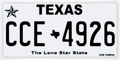 TX license plate CCE4926