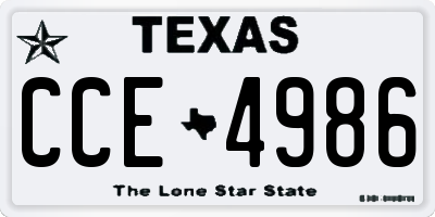 TX license plate CCE4986