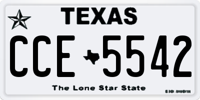 TX license plate CCE5542