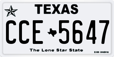 TX license plate CCE5647