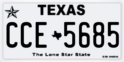 TX license plate CCE5685