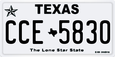 TX license plate CCE5830