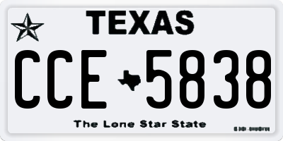 TX license plate CCE5838
