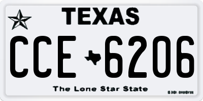 TX license plate CCE6206