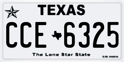 TX license plate CCE6325