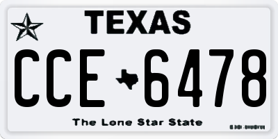 TX license plate CCE6478