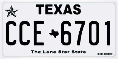 TX license plate CCE6701