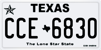 TX license plate CCE6830