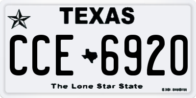 TX license plate CCE6920