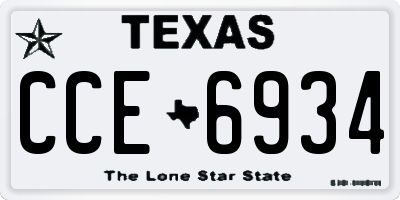 TX license plate CCE6934